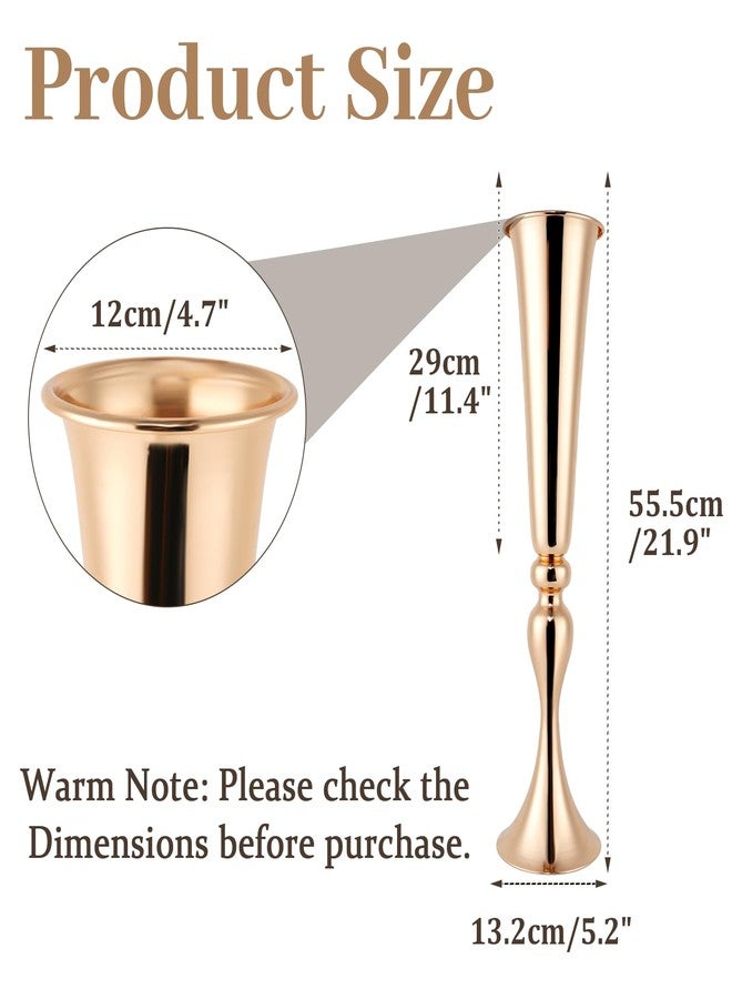 ASHELYULLA Gold Vase for Wedding Centerpiece, 2Pcs Metal Trumpet Vase 22" Tall Flower Stand for Wedding Table Centerpiece Decoration Floral Arrangement for Reception Bridal Party Decor - Image 5
